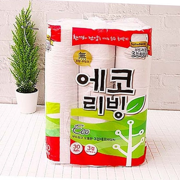 두루마리 3겹 롤휴지 무잉크 무향 3겹 화장지 30롤 - 상품 이미지