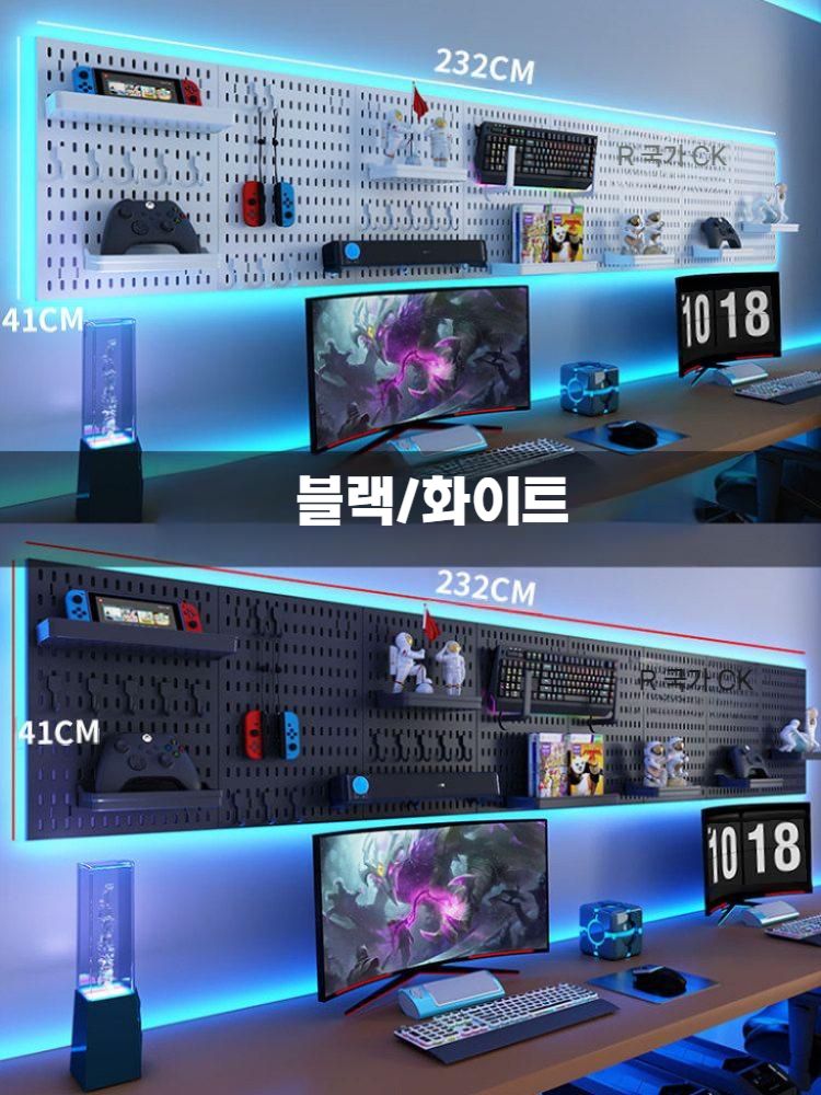 타공판후크 다용도걸이 후크고리 정리걸이 검은색 미니 롱 훅 2개 - 상세 이미지 5