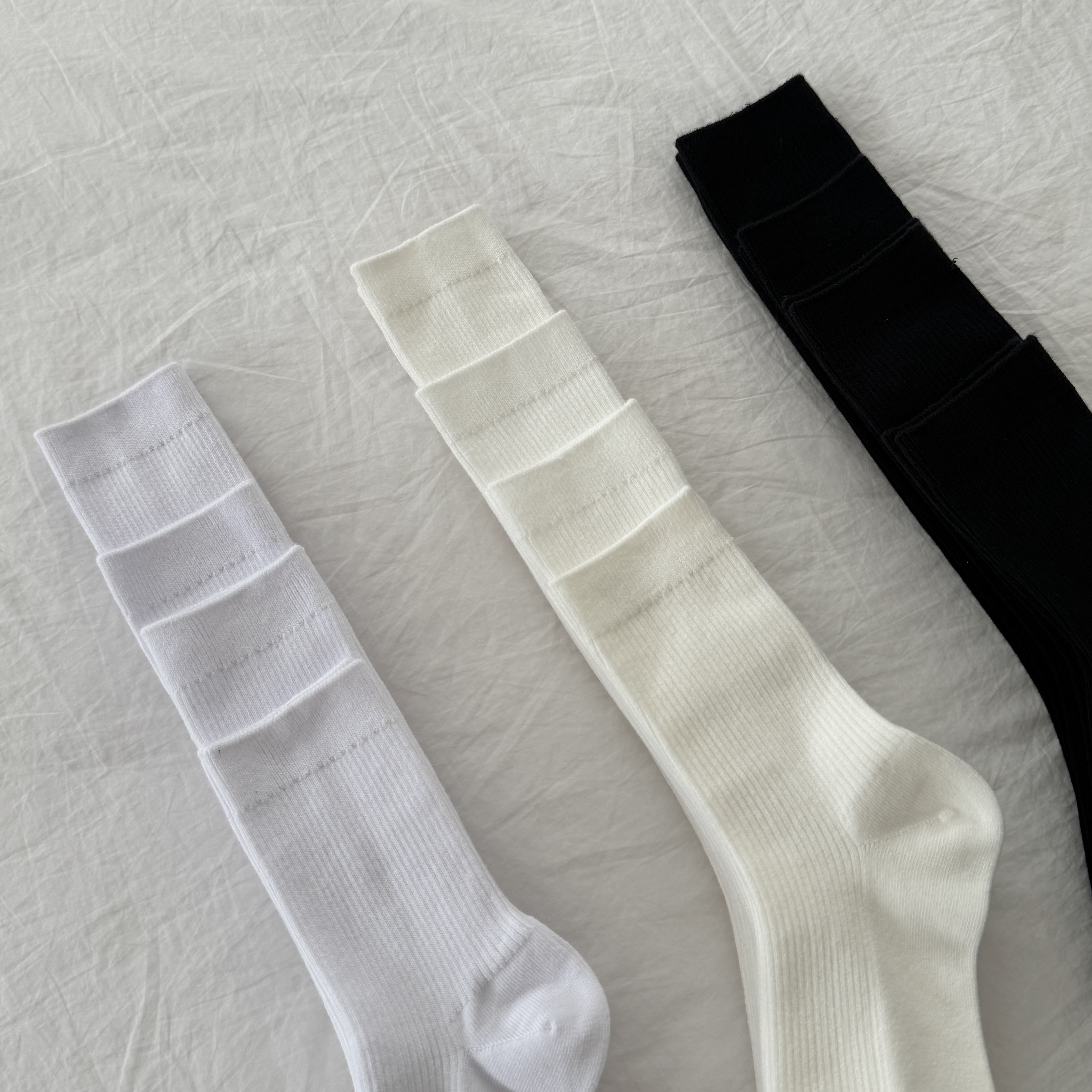 4기장 짱짱한 흘러내리지않는 쫀쫀 여성 골지 니삭스 종아리 무릎 롱 양말 3color - 상세 이미지 4