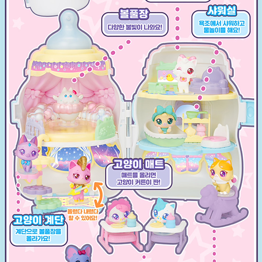 위시캣 시즌2 매직카드 우유병 하우스 일냥 이냥 피규어 장난감 스티커 세트 선물 위시켓 - 상세 이미지 4