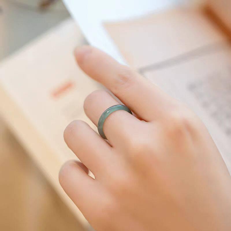 비취반지 혼주 실가락지 옥가락지 천연 얇은 경옥 - 상품 이미지