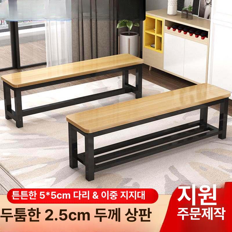철제 원목 북유럽 긴의자 벤치 우드 3인벤치의자 식탁 x 싱글바 - 상세 이미지 2