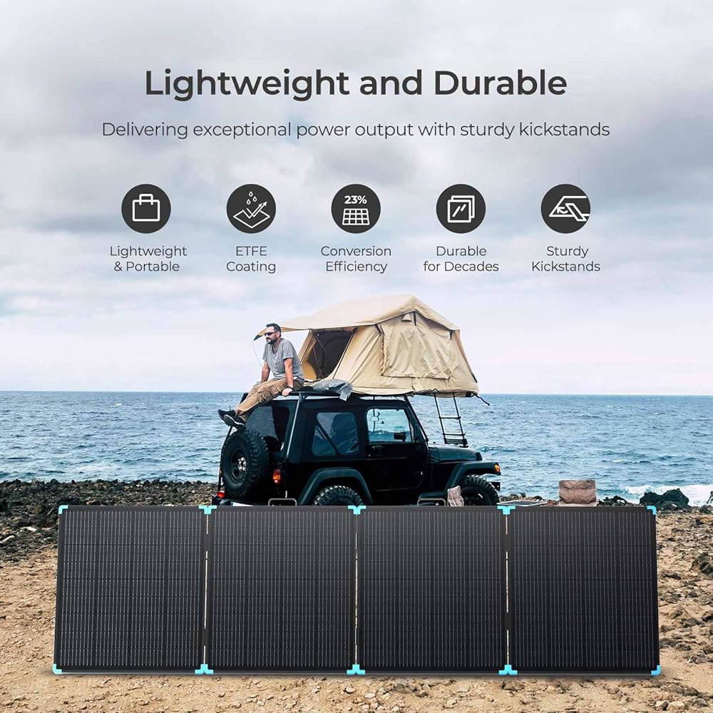 Renogy 400W 휴대용 태양광 패널 여행 가방, 발전소용 23 고효율 접이식 충전기, 수십 년 동안 내구성이 뛰어나며 견고한 킥스탠드, IP67 방수 기능으로 오프 그리드 - 상세 이미지 2