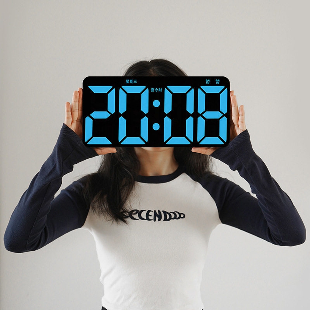 무소음 대형 직사각형 아크릴 LED 디지털 밝기조절 날짜요일 온도표시 벽걸이겸용 흰색 - 상세 이미지 2