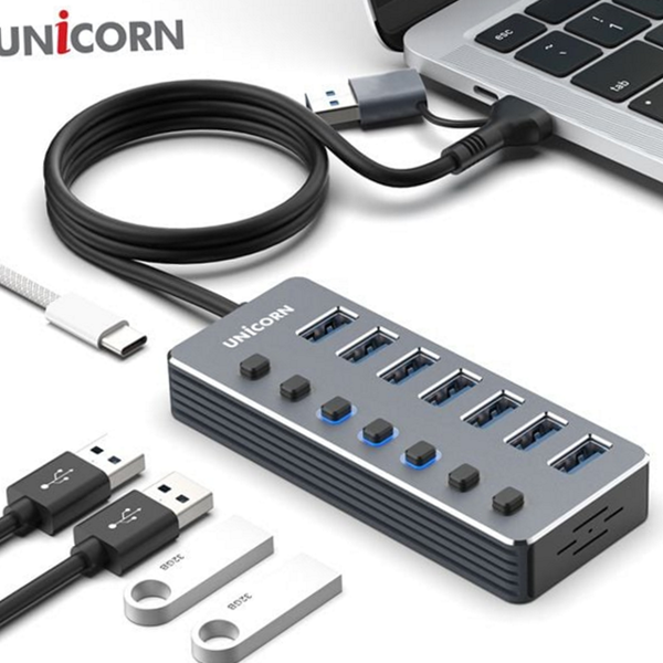 고속 7 포트 usb 허브 확장 개별 전원 usb 허브 - 상품 이미지