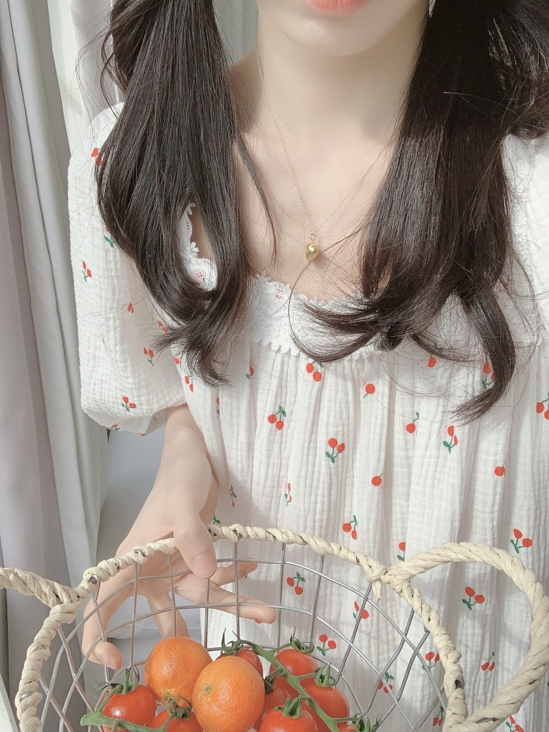 체리 반팔 원피스잠옷 순면 요루면 빅사이즈 임산부 수유 홈웨어 파자마 여름 이미지 7