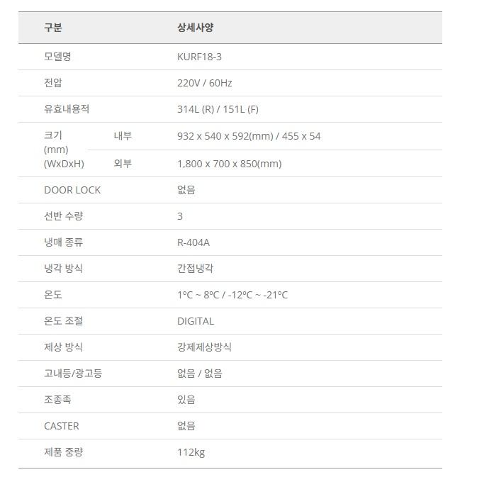 3칸 영업용 460L 식당 카페 업소용 냉동냉장테이블냉장고 1800 - 상세 이미지 3