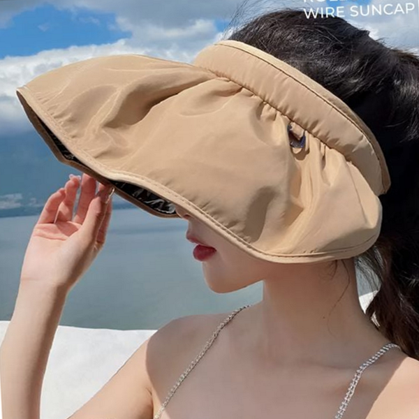 넓은 여성 썬 캡 돌돌이 여성 선 캡 휴대용 여름 - 상품 이미지