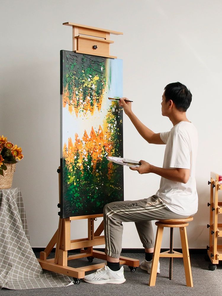 그림 제품 이젤 가용 화판 캔버스 원목 거치대 대형 받침대 철제 전시용 접이식 - 상세 이미지 5