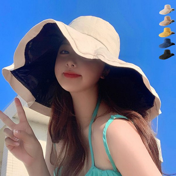 접이식 여성 넓은 챙 모자 바캉스 여성 와이어 모자 여름 - 상품 이미지