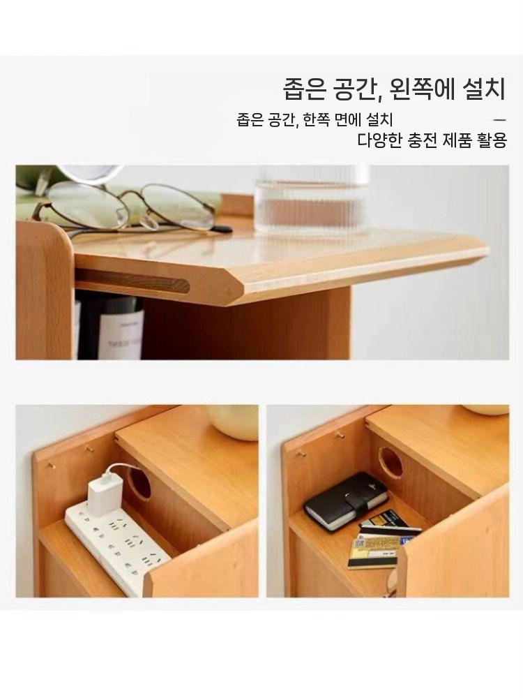 월넛 협탁 완제품 조립 서랍식 침대협탁 원목 침대 고무나무 모듈 사이드 내추럴 선반 멀바우 - 상세 이미지 2