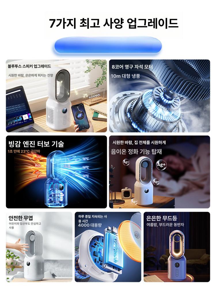신형 무엽 소형 데스크탑 냉방 조용한 회전 팬 최고급 블루투스 모델 16 8배 24시간 - 상세 이미지 5