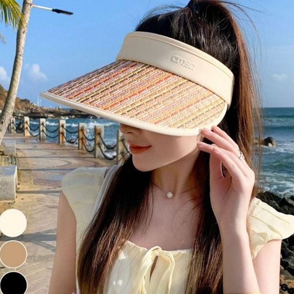 접이식 밀짚 썬 캡 바캉스 여성 썬 캡 여름 자외선 - 상품 이미지