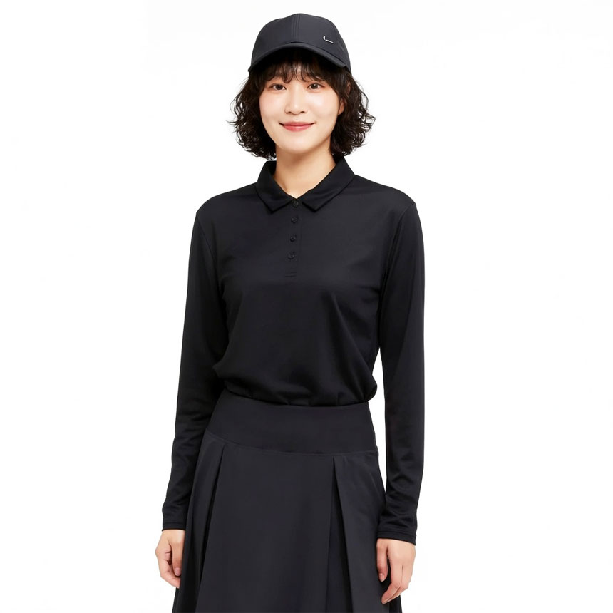 [오늘출발] 나이키 골프 드라이핏 빅토리 여성 롱슬리브 폴로 티셔츠 블랙, XS - 상세 이미지 3