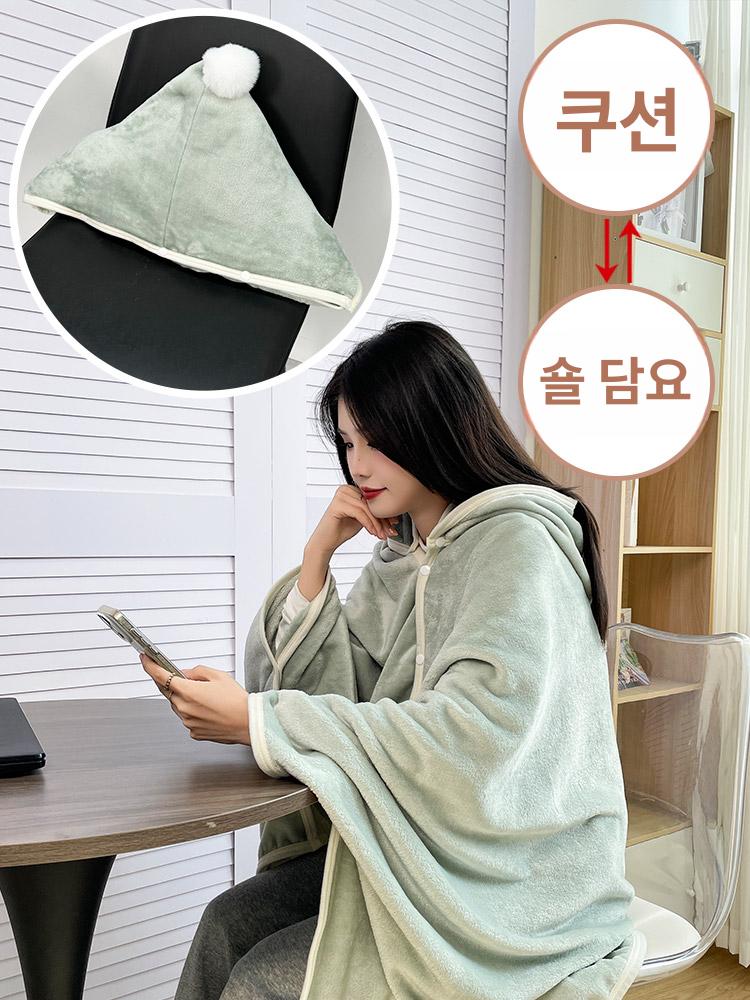 사무실 그레이 학생 극세사 망토형 래빗 빅사이즈 편안한 무릎담요 입는담요 - 상세 이미지 3