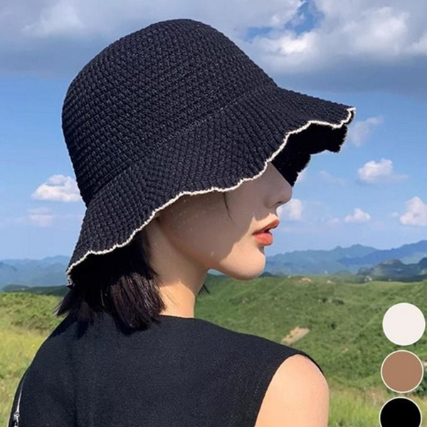 꽃잎 여성 버킷 햇 밀짚 버킷 햇 데일리버킷 여름 휴가 - 상품 이미지