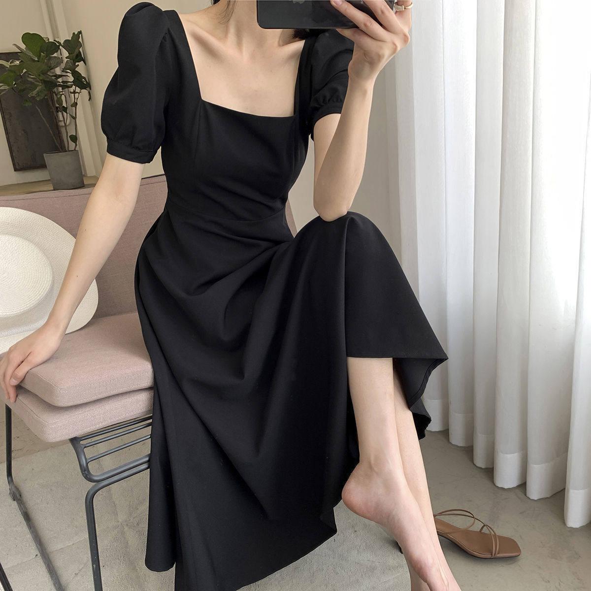 어바웃타임 블랙 롱 원피스 빅사이즈 레드 원피스 여성용 데일리 원피스 - 상세 이미지 4