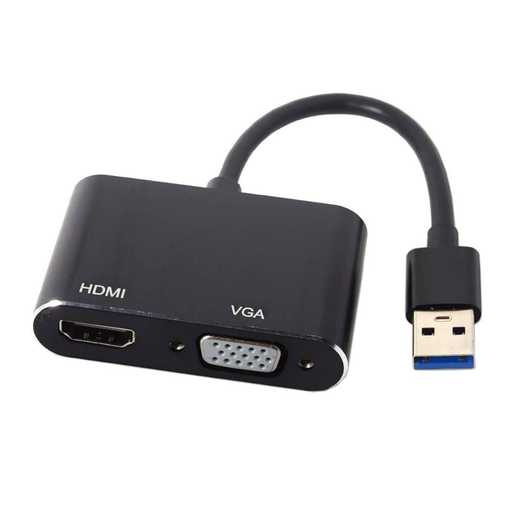 JSER USB 3.0 및 2.0 to 맥 카드 어댑터 호환 윈도우 HDTV VGA 그래픽 노트북과 HDMI 외장 케이블 USB3.0 to HDMI+VGA - 상품 이미지