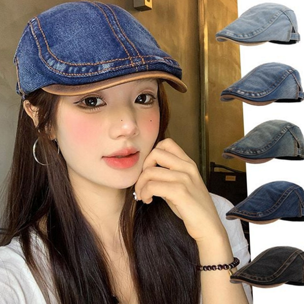 빈티지 여성 데님 헌팅 캡 캐주얼 데님 헌팅 캡 남녀공용 - 상품 이미지