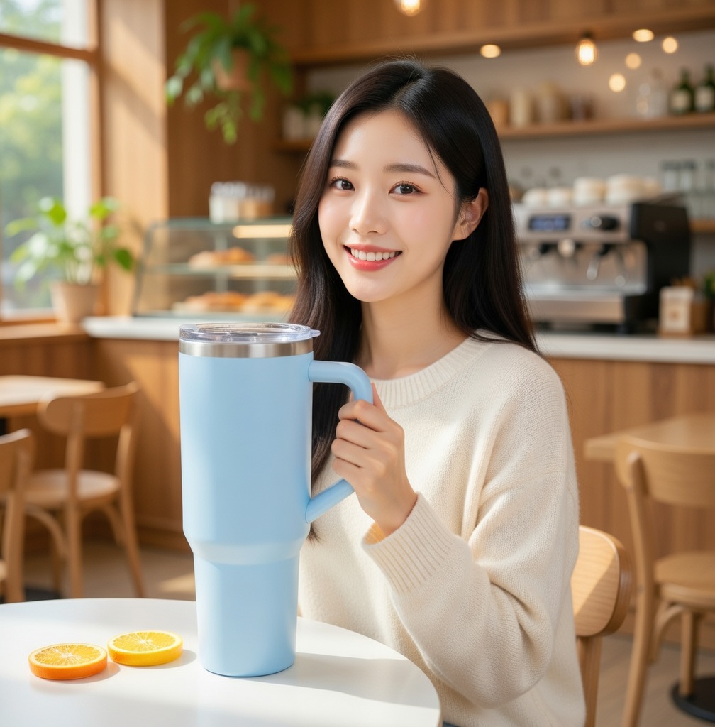 대용량 올스텐 1.2리터 텀블러 가벼운 손잡이 텀블러 학생 헬스장 텀블러 - 상세 이미지 4