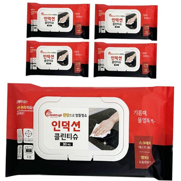 다목적 인덕션 청소 티슈 싱크대 찌든때 청소 티슈 일회용 기름때 - 상품 이미지