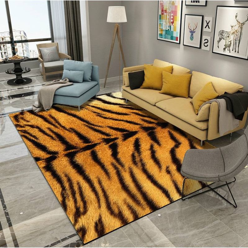 호랑이 무늬 거실 러그 발매트 동물 인조 카페트 인테리어 3D 스웨이드 1 60x90cm - 상세 이미지 5