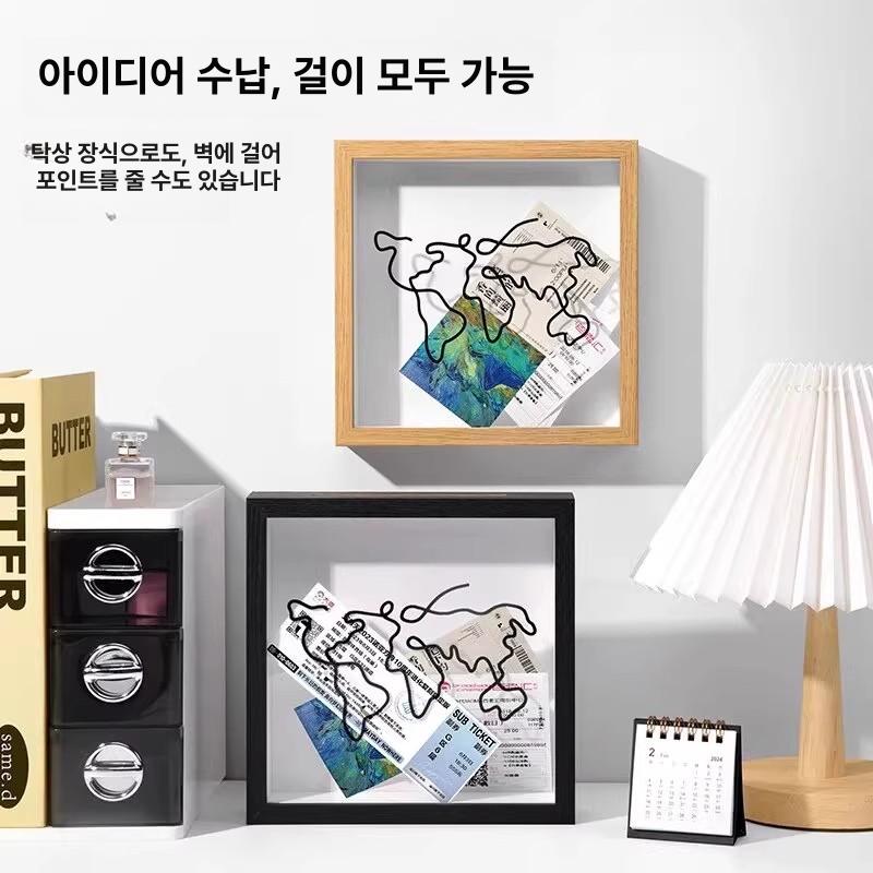 여행티켓 보관함 추억상자 중형 콜렉트 투명 블랙 맵박스 블랙 1개 20x20cm - 상세 이미지 3