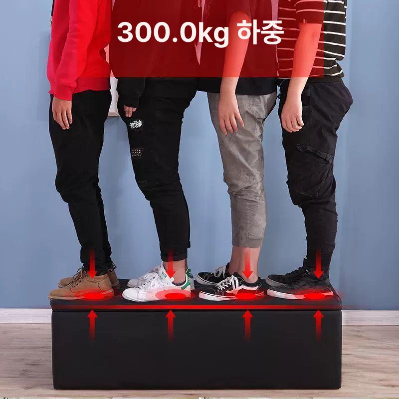 1500 수납용의자 스툴 소파 가벼운 수납장 800 블랙 가죽 70x30x35cm - 상세 이미지 5