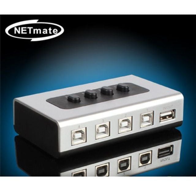 편리한 NETmate 벽걸이형 수동 4대1 USB 2.0 스위치 선택기 NM-US14 - 상품 이미지