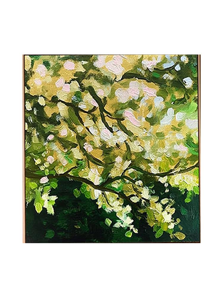 꽃 그림 백드롭페인팅 매트한 질감 예술 벽화 바이 루이 실버 프레임 고급형 내구성 - 상품 이미지