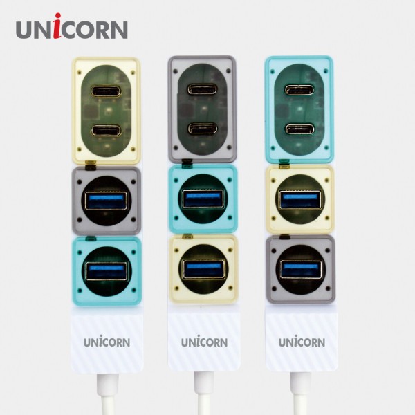 빠른 유니콘 듀얼 컨넥터 USB 3.2 Gen1 4포트 멀티 허브 A타입 C타입 RHC-200D - 상품 이미지