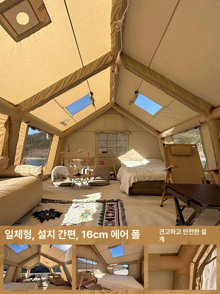 투룸 캠핑 에어텐트 초경량 대형 장박 쉘터 야외 방수 터널형 하우스 차박 돔 글램핑 - 상세 이미지 3
