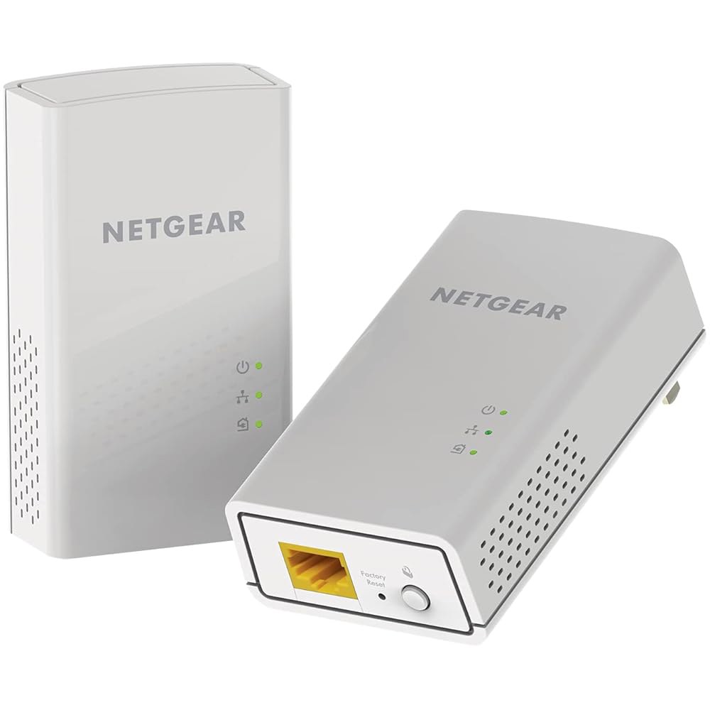 NETGEAR 전력선 어댑터 키트, 1000Mbps 벽 플러그, 1기가비트 이더넷 포트(PL1000-100PAS) 1000 Mbps 1 1 Gbps Kit - 상품 이미지