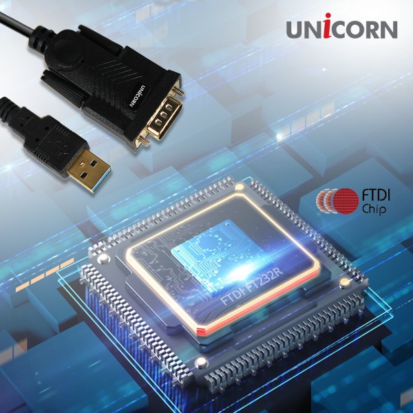 안전한 유니콘 FTDI 칩셋 USB 2.0 to 시리얼 RS232C 양방향 통신 케이블 1.8m UCR-500S - 상품 이미지