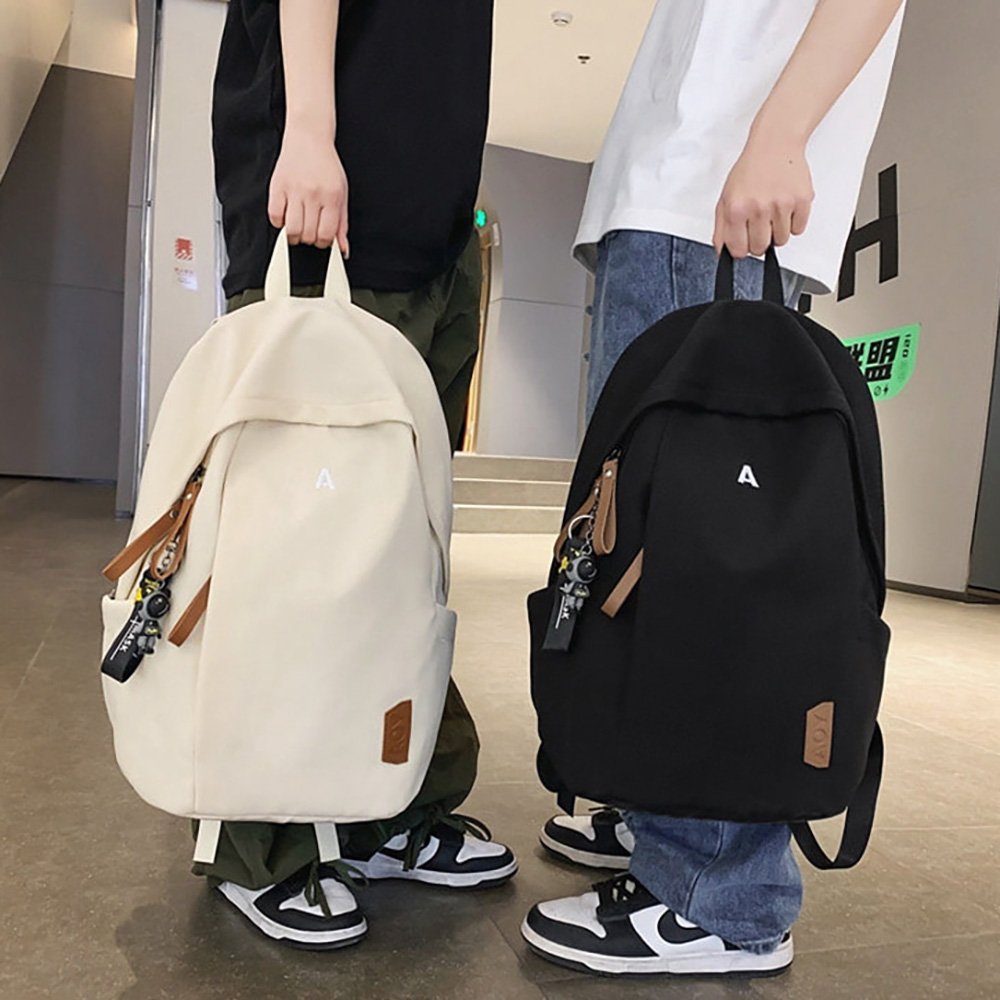 남성 여성 학생 귀여운 자수 포인트 학원 학교 가방 키링 백팩 - 상품 이미지
