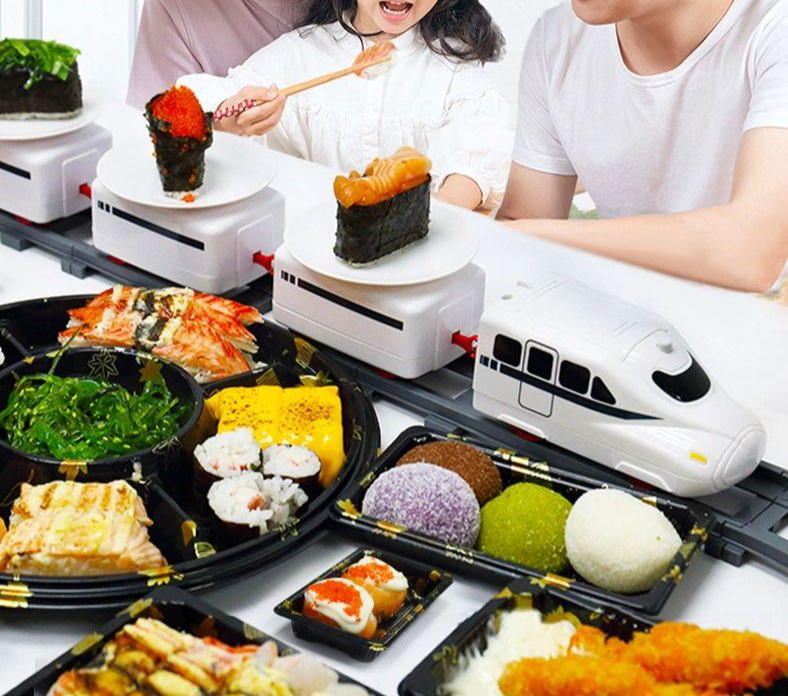 회전초밥장난감 자동 배식 레일카 기차세트 회전열차 나비 반려동물 디저트 강아지 가정용 - 상품 이미지