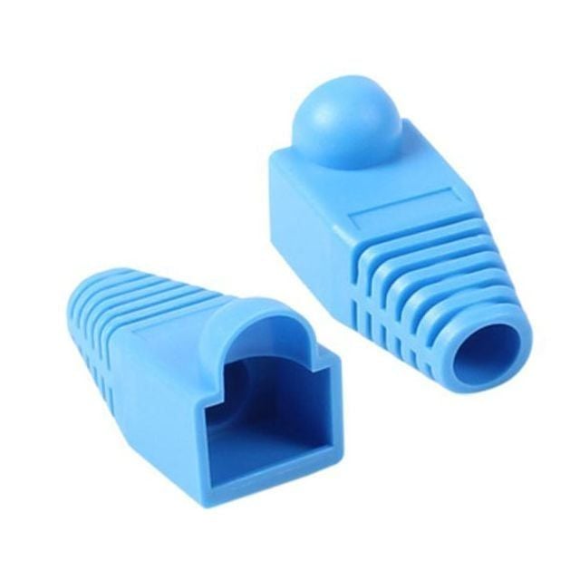 튼튼한 인터넷 랜선 RJ45 통부트 단자 꺾임 방지 보호캡 블루 100개 6파이 - 상품 이미지