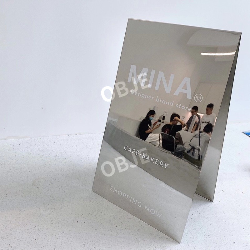 입간판 거울형 스테인리스 스틸 광고판 커피숍 메뉴판 배너 거치대 스탠드 포스터 - 상세 이미지 2