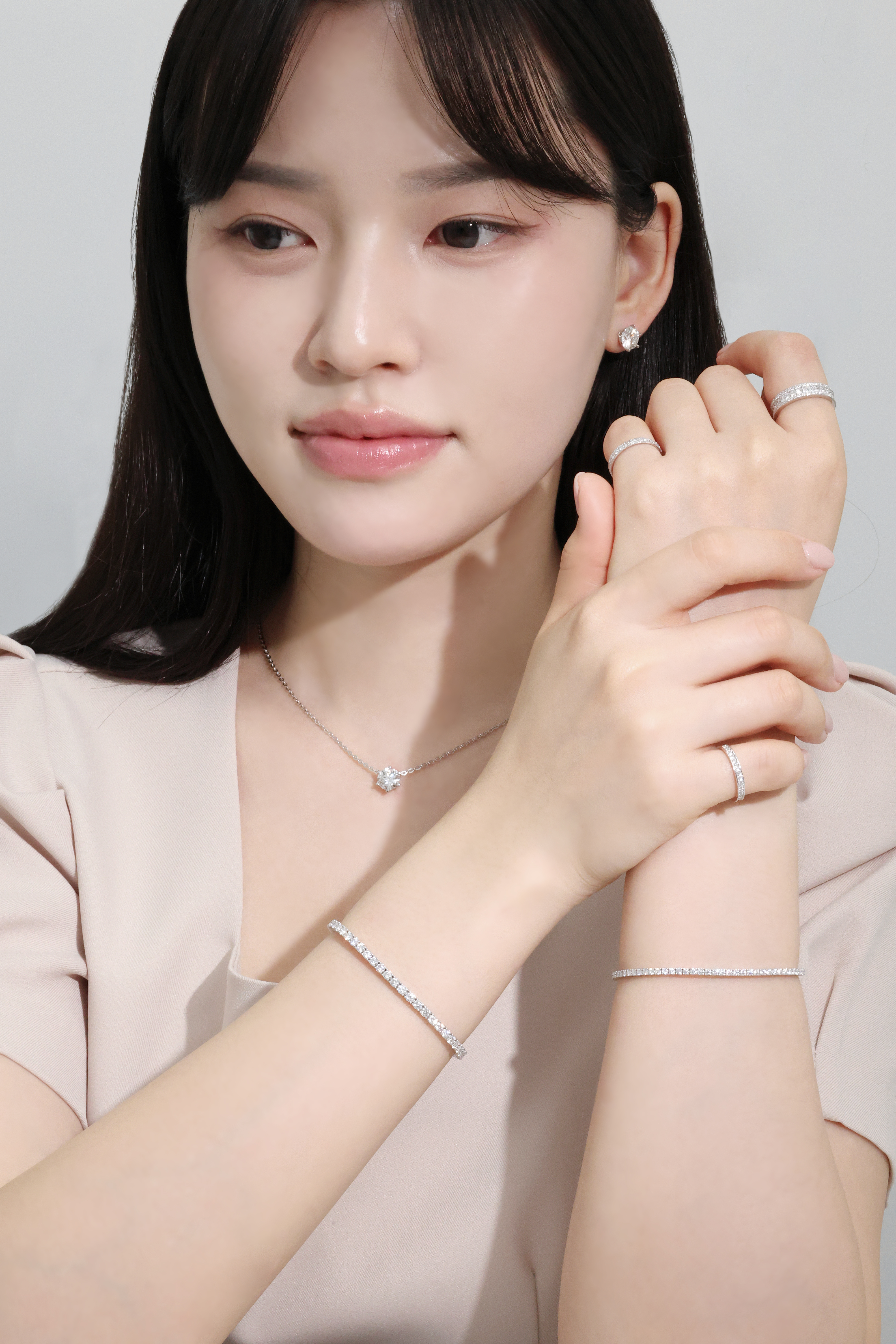 1부 랩다이아몬드 뱅글 텐션 테니스 팔찌 14k 18k 이미지 8