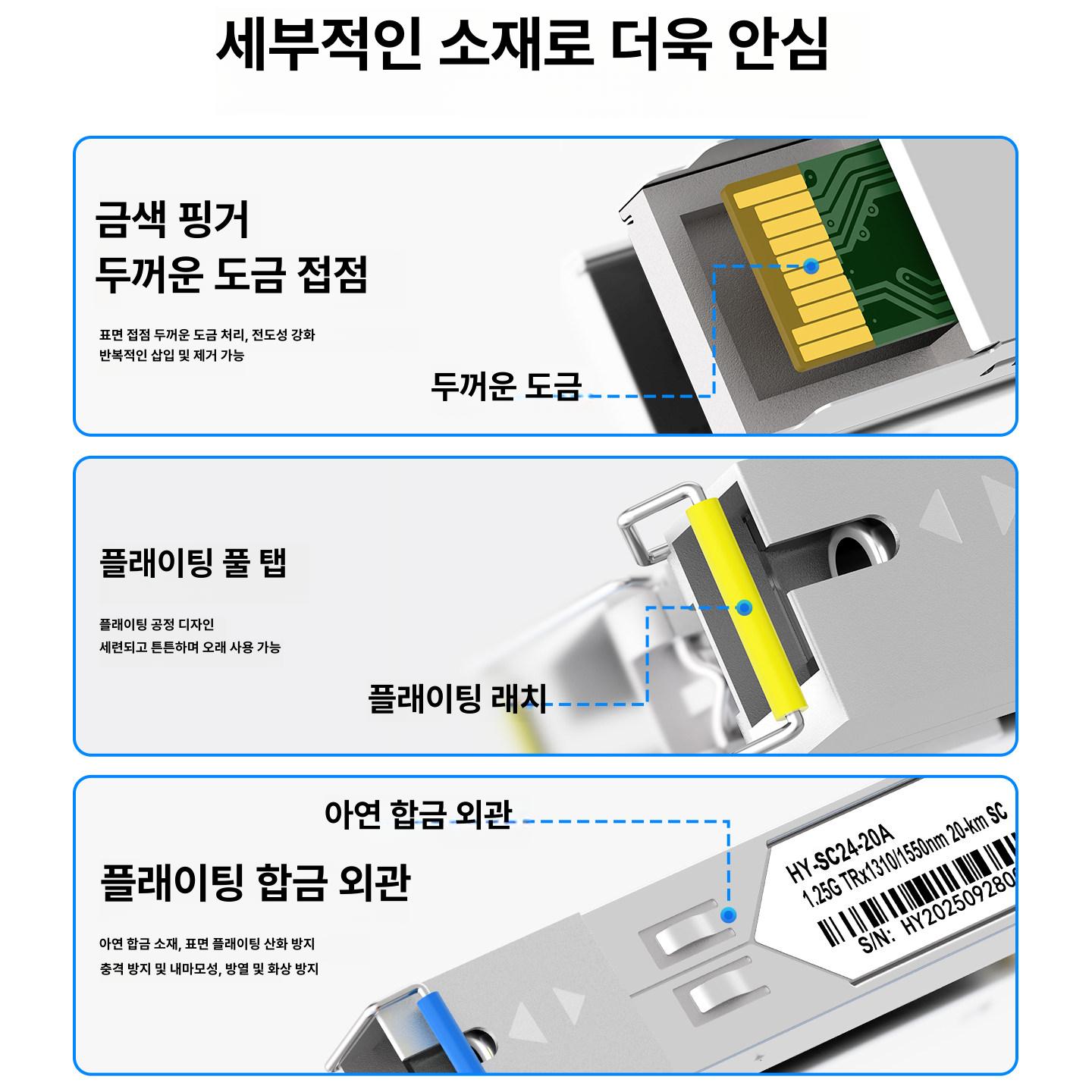 광트랜시버 20km 일체형 광접속기 전문가용 기가 안정 고속 호환성 - 상세 이미지 3