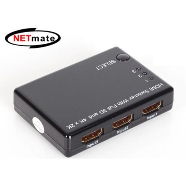 선명한 NETmate 3대1 4K 지원 HDMI 스위치 선택기 리모컨 포함 NM-HS302 - 상품 이미지