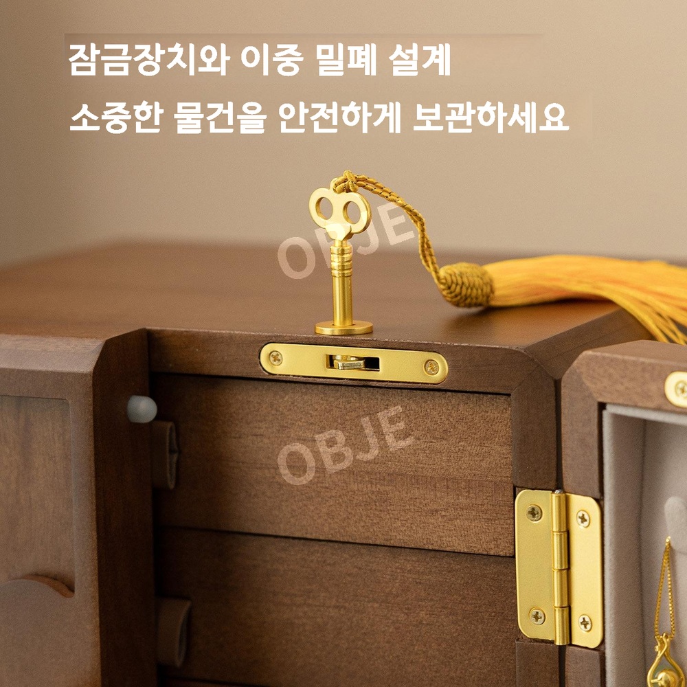 원목 보석함 대용량 목걸이 수납 악세사리 보관함 주얼리 케이스 정리함 - 상세 이미지 4