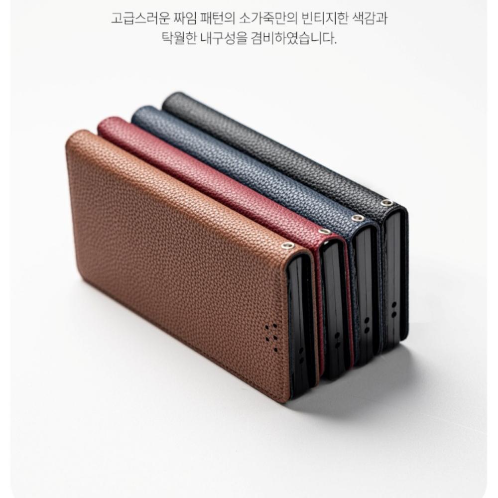 지갑 케이스 플립형 소가죽 에딘버러 레드, 갤럭시S25FE SM-S731N - 상세 이미지 3