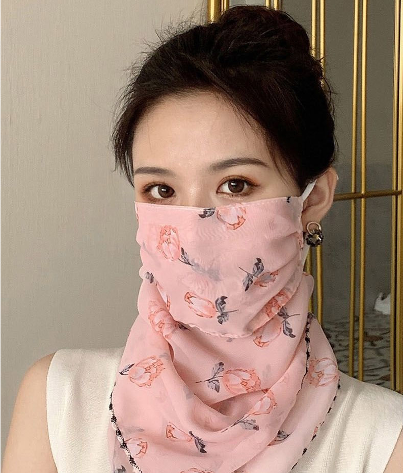 꽃무늬 자외선 UV 차단 스카프 마스크 얼굴 햇빛 가리개 골프 등산 쿨 여름 여성 - 상세 이미지 2
