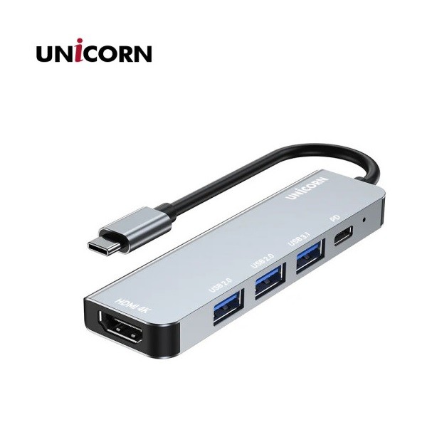 빠른 유니콘 5in1 HDMI C타입 USB 멀티 허브 도킹스테이션 TCH-P20 - 상품 이미지