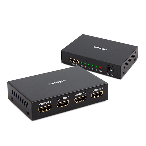 선명한 유니콘 4포트 HDMI 분배기 스플리터 4K UHD ST-400HD - 상품 이미지