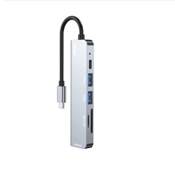 빠른 유니콘 6in1 HDMI C타입 USB 멀티 허브 4K 미러링 TCH-P30 - 상품 이미지