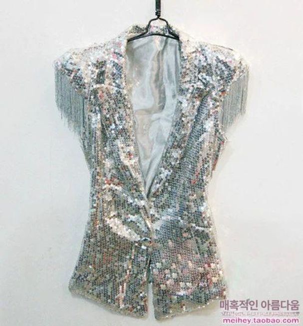 반짝이 무대조끼 나이트 웨이터 공연 의상 스팽글 골드 S - 상세 이미지 2