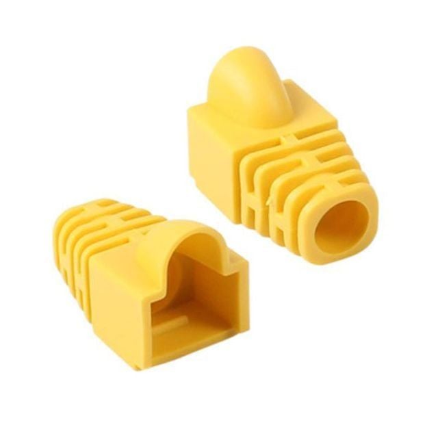 튼튼한 인터넷 랜선 RJ45 CAT.6 통부트 보호캡 옐로우 100개 7파이 - 상품 이미지