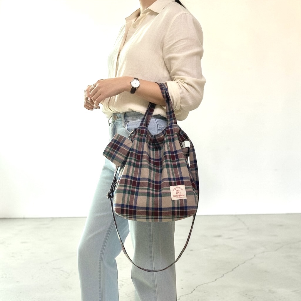체크 패턴 미니 크로스백 감성 데일리 천가방 선물 추천 - 상품 이미지
